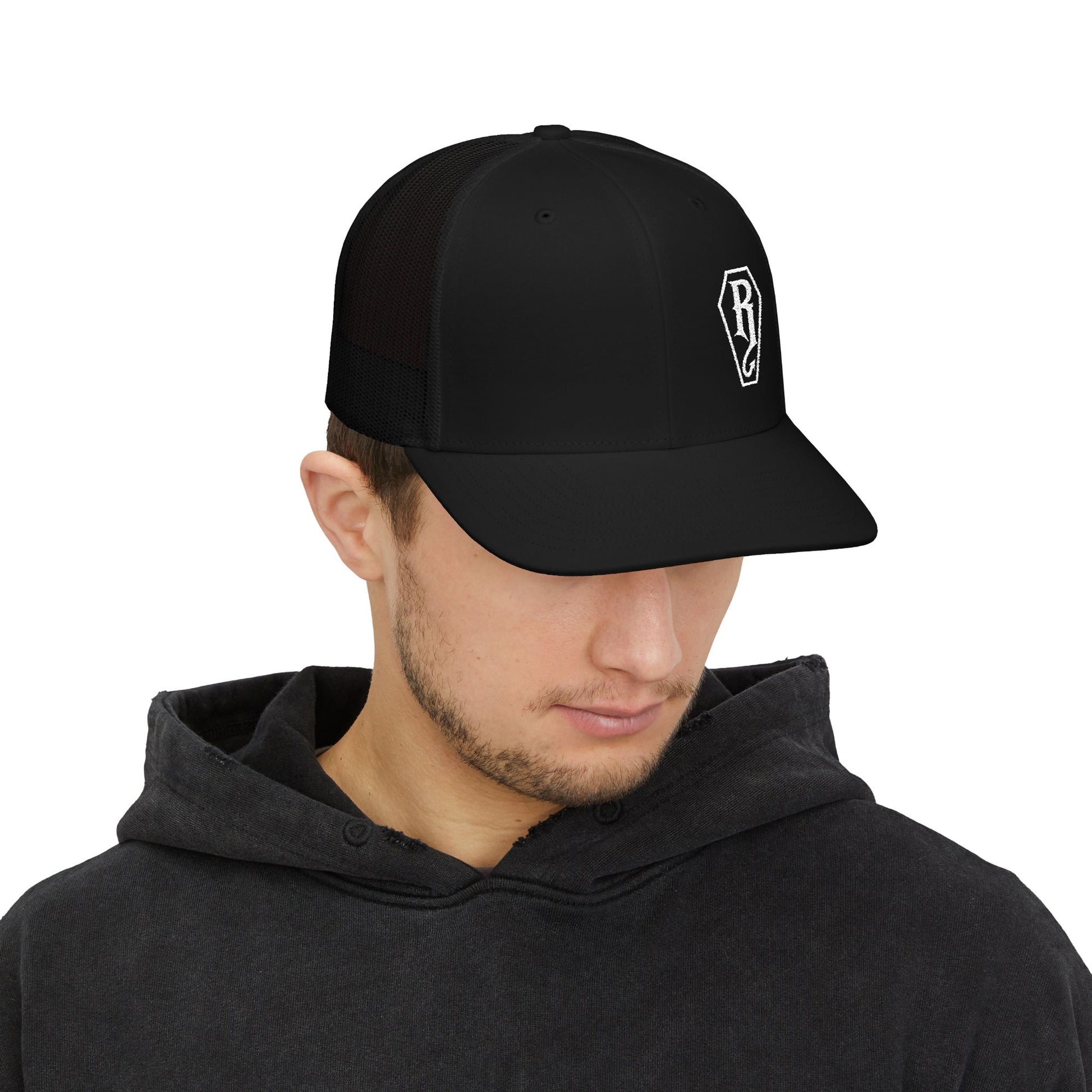 Coffin Embroidered Trucker Hat by Ryot Ink Apparel - rear product view