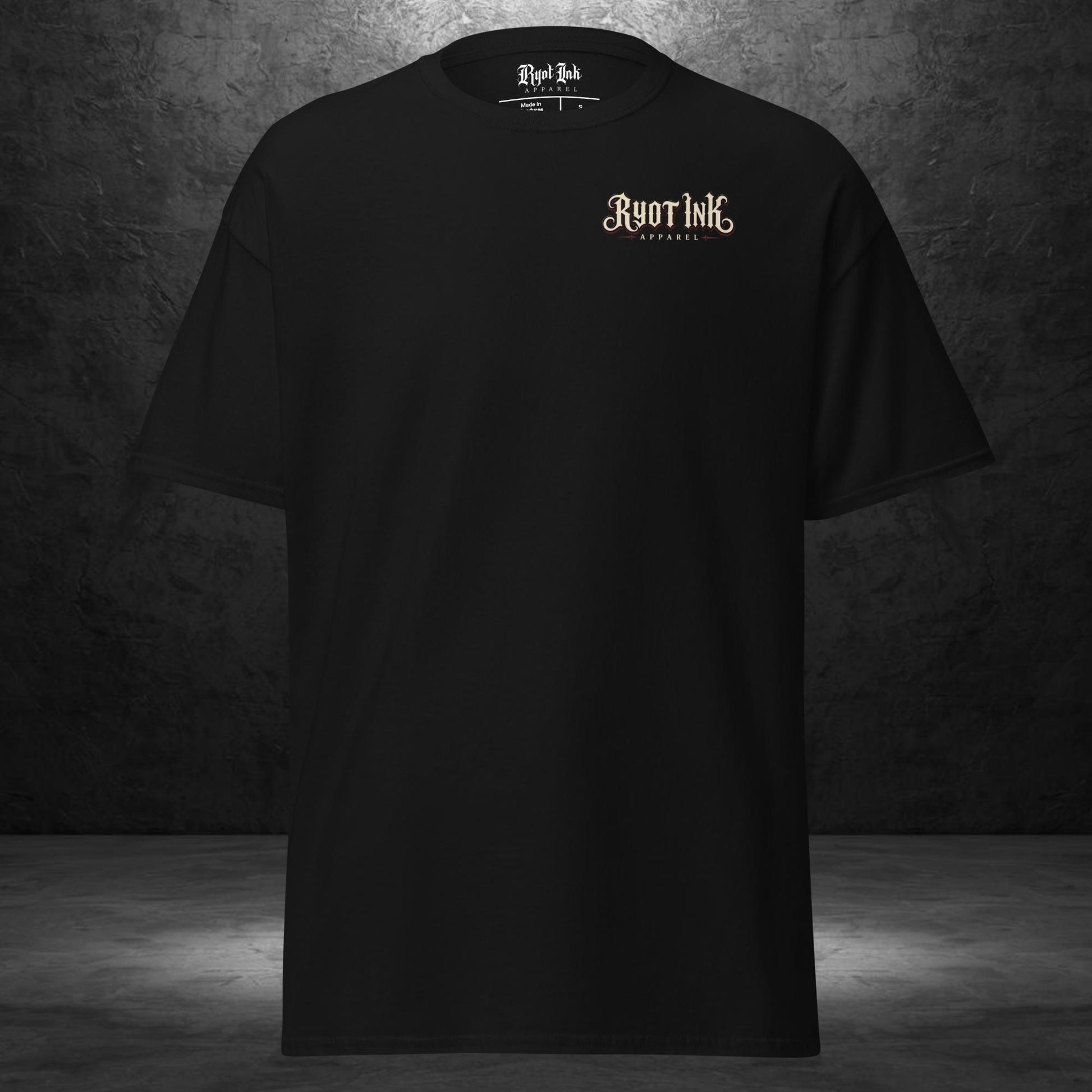 Front of Bed Rotting Tee by Ryot Ink Apparel on a black unisex shirt
